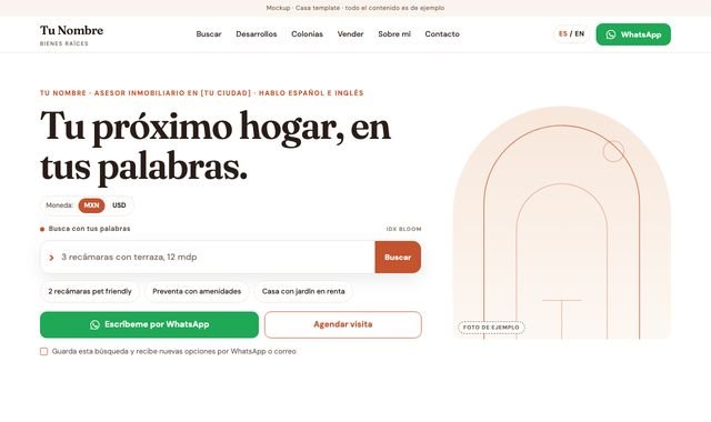 Preview still of the Casa template with sample content